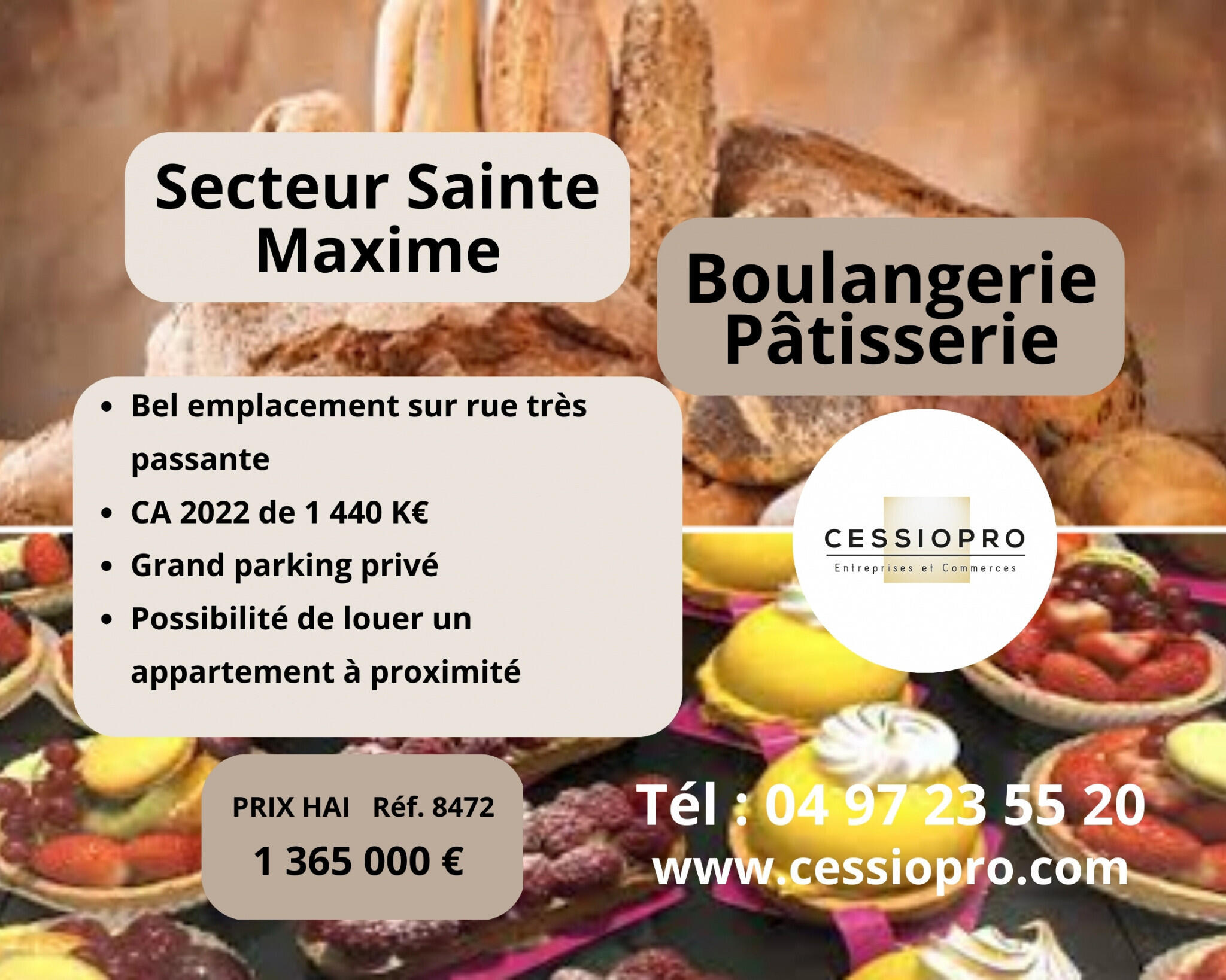 Vend boulangerie pâtisserie secteur Ste Maxime