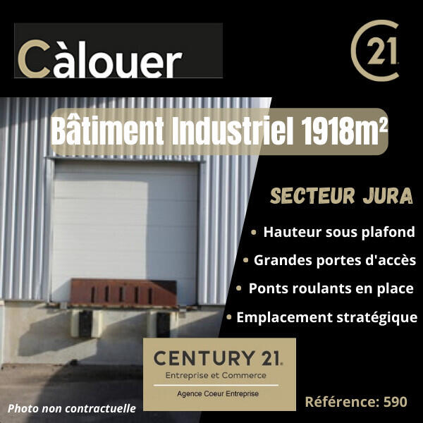 Location bâtiment industriel de 1918m² dept Jura
