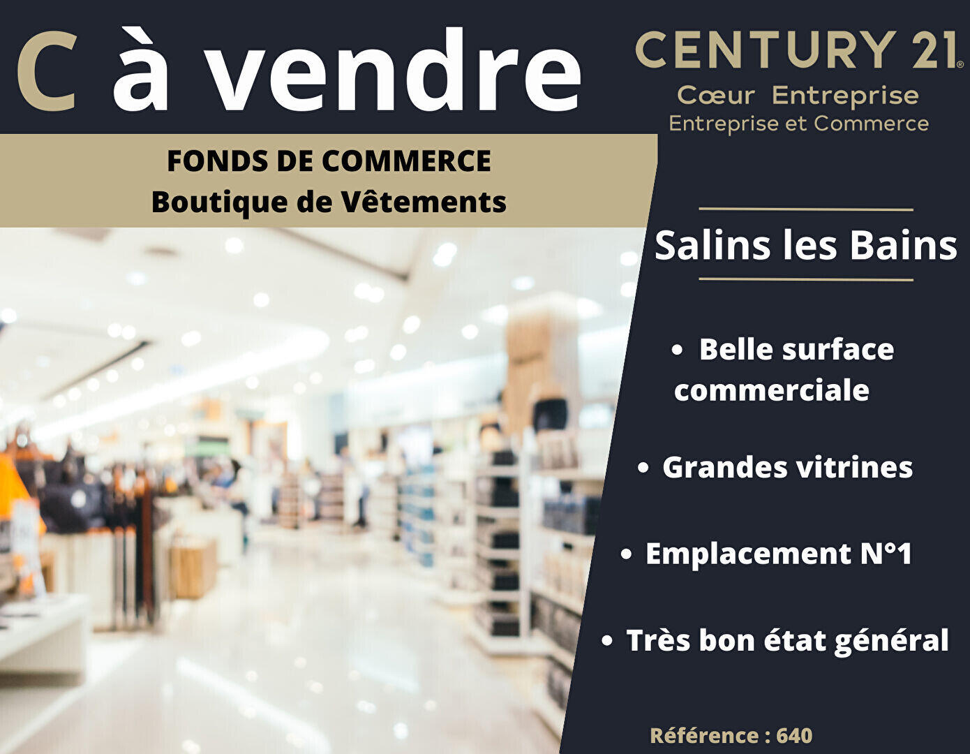 Vente FDC boutique vêtements à Salins Les Bains