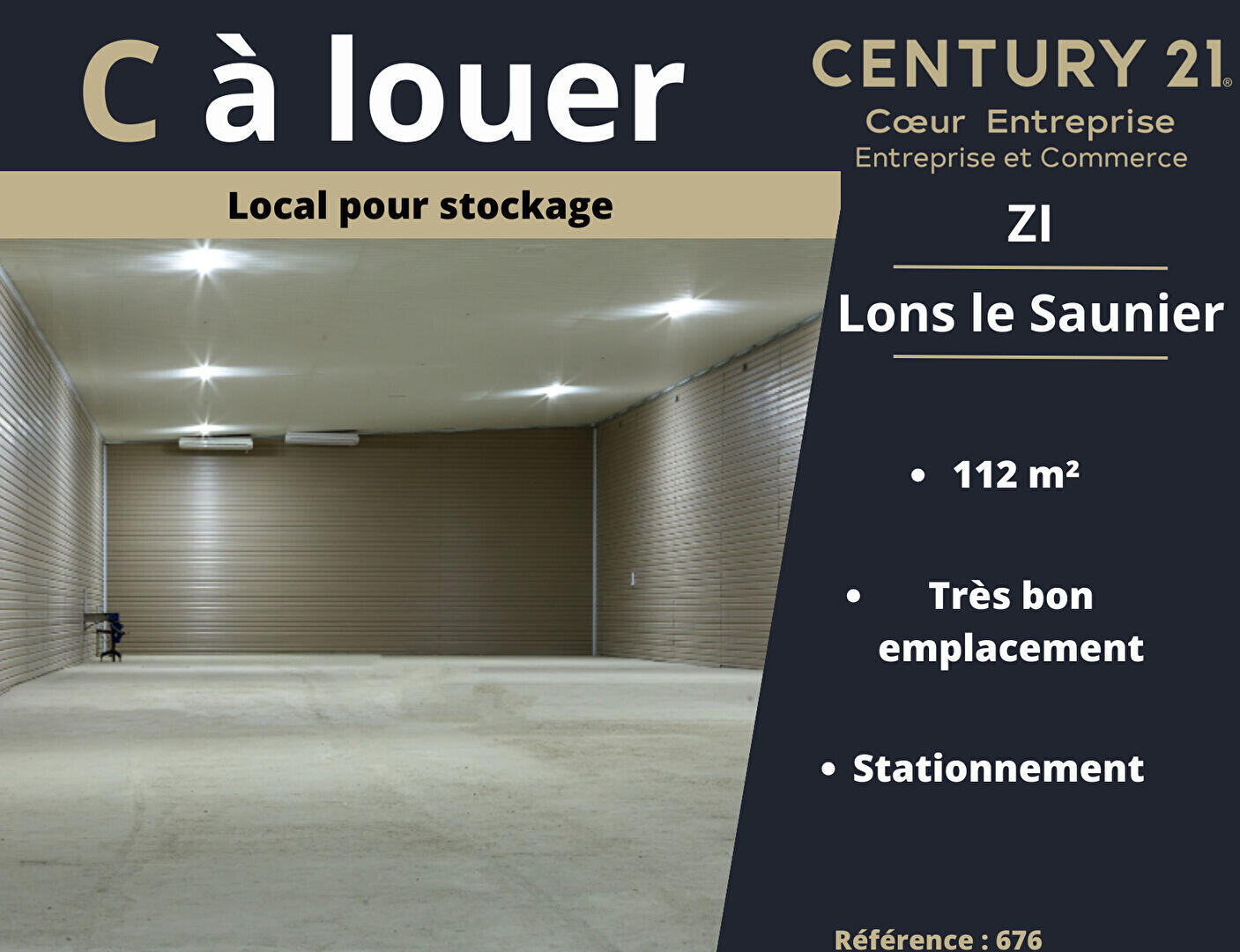A louer local stockage 114m² en ZI Lons le Saunier