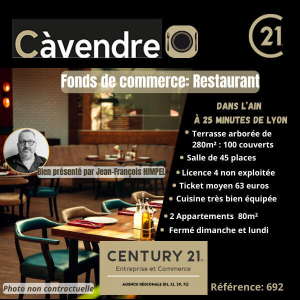 Vente fonds de commerce restaurant 903m² à Lyon 