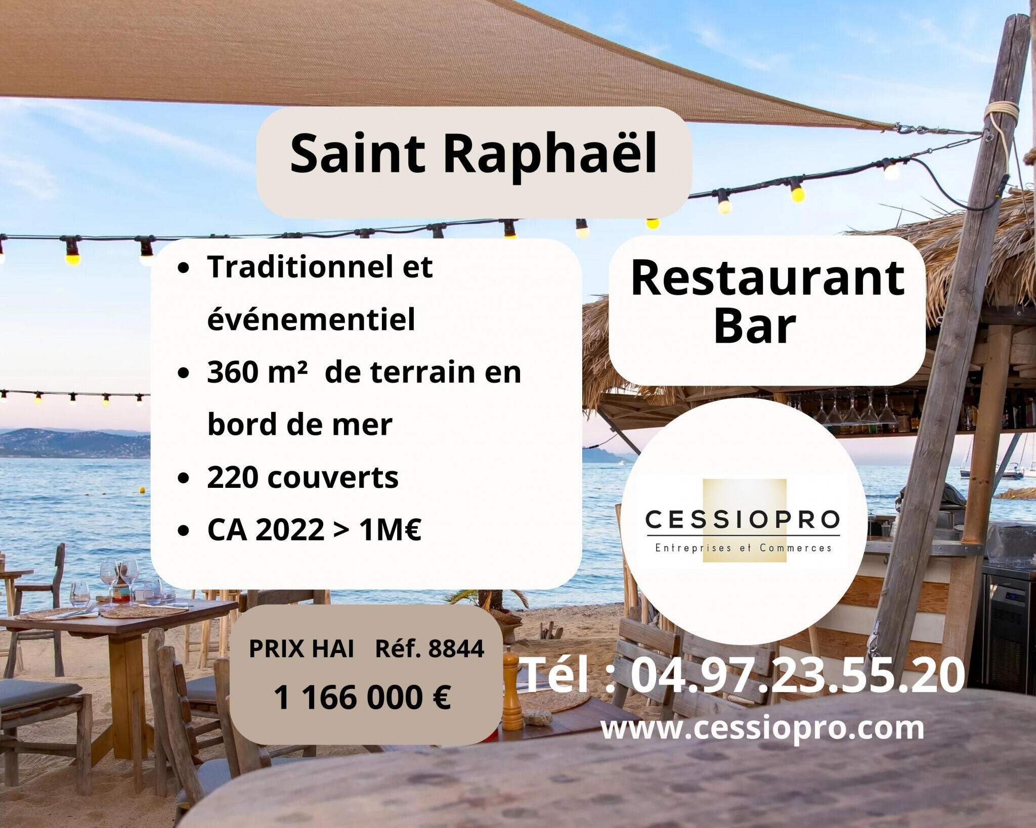 Vend restaurant bar traditionnel à St Raphaël