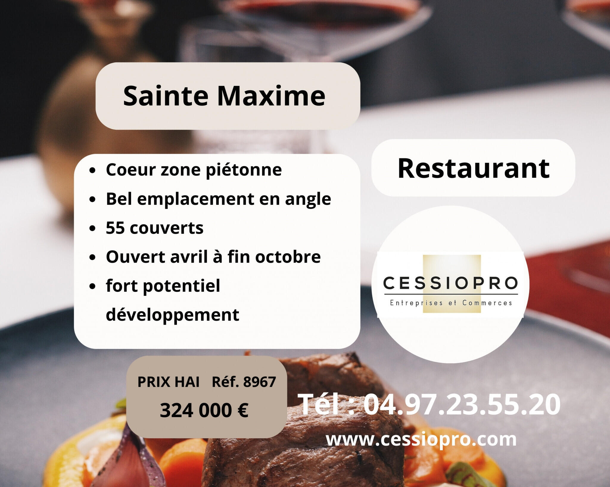 Vend restaurant tradi en zone piétonne Ste Maxime