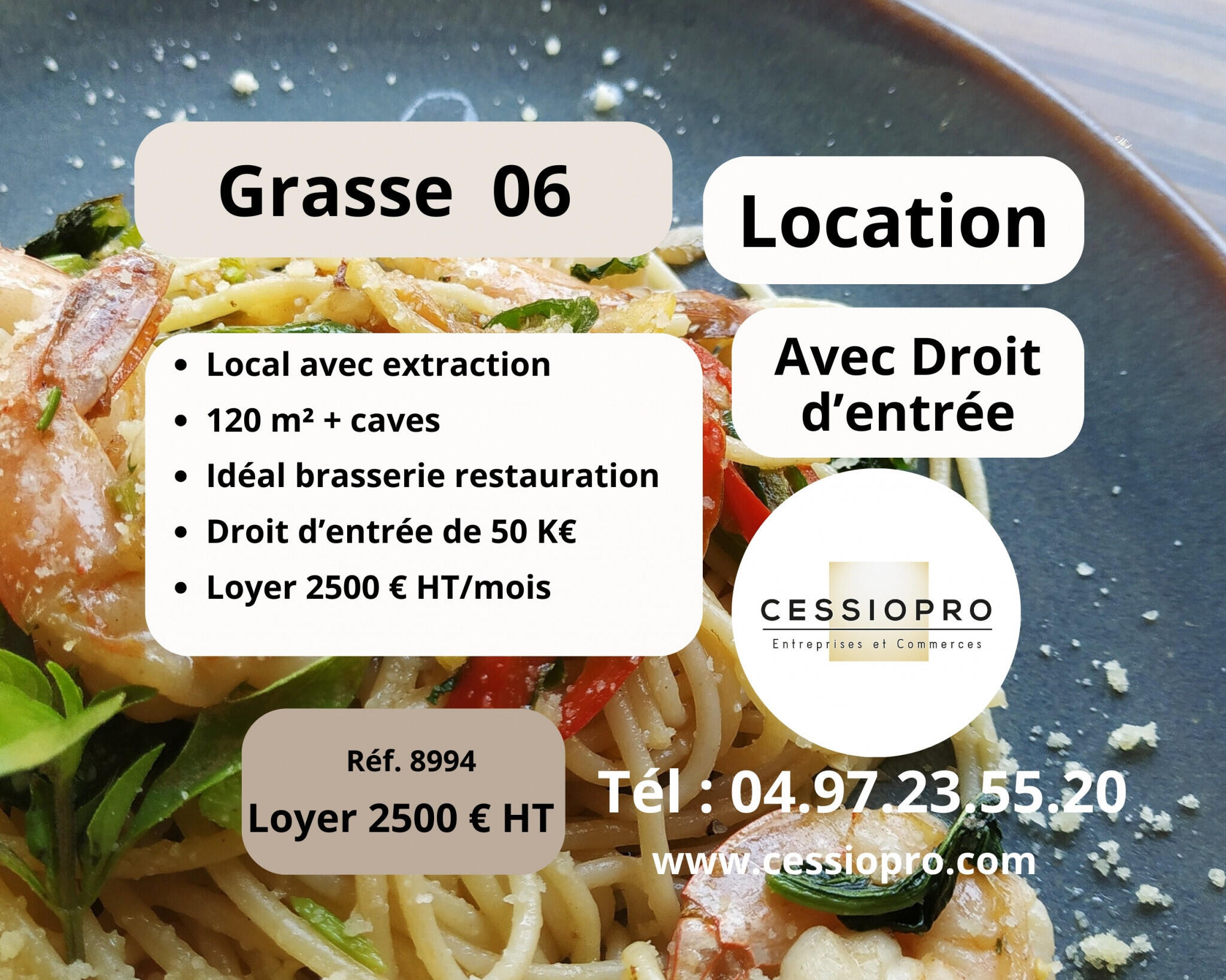 Location brasserie restauration de 120m² à Grasse
