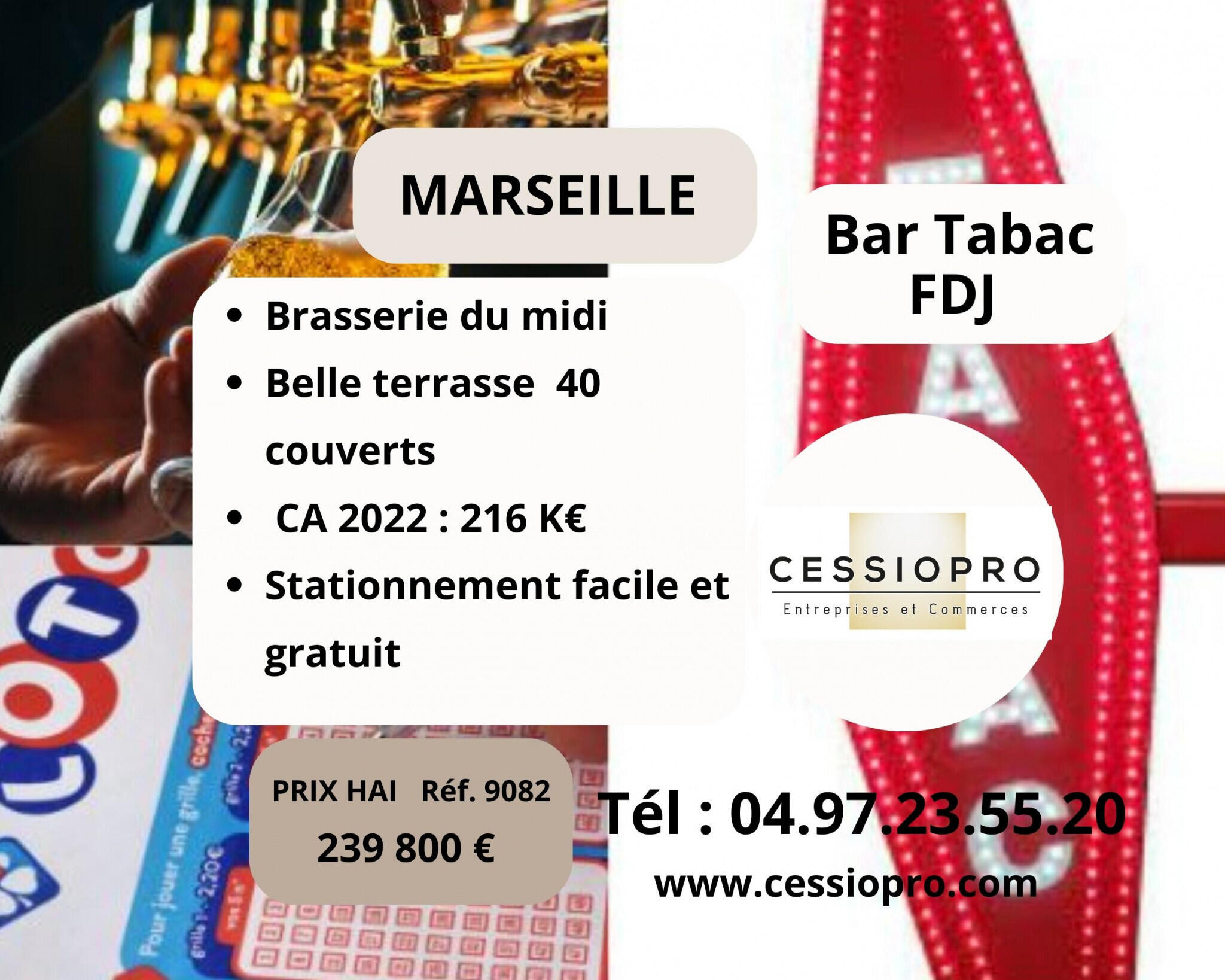 Vend bar tabac FDJ brasserie du midi à Marseille