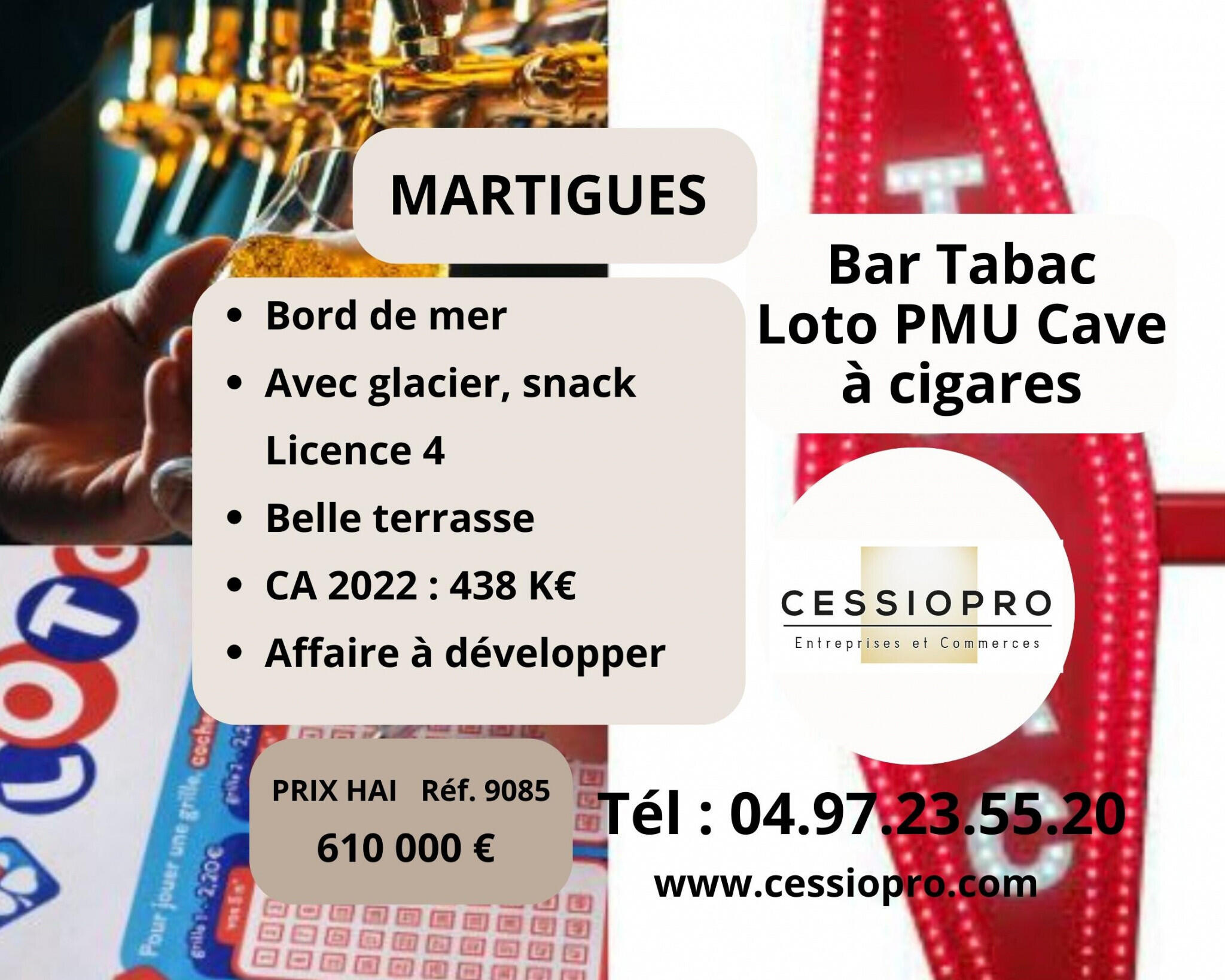 Vend bar tabac loto PMU cave à cigares Martigues