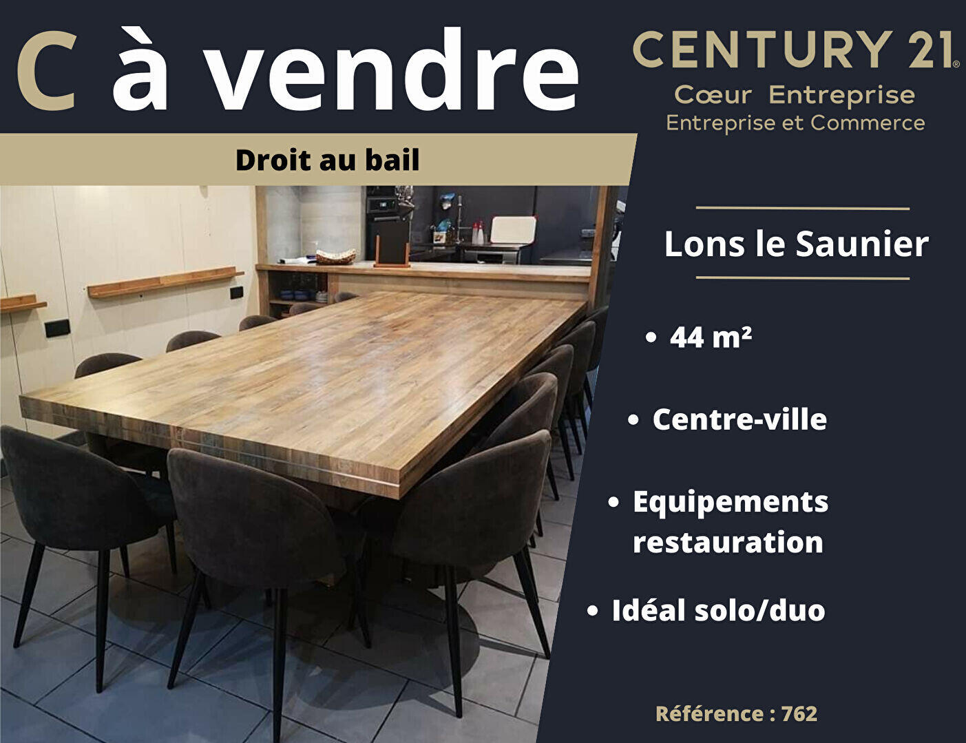 Cession de bail restaurant de 44m² Lons Le Saunier