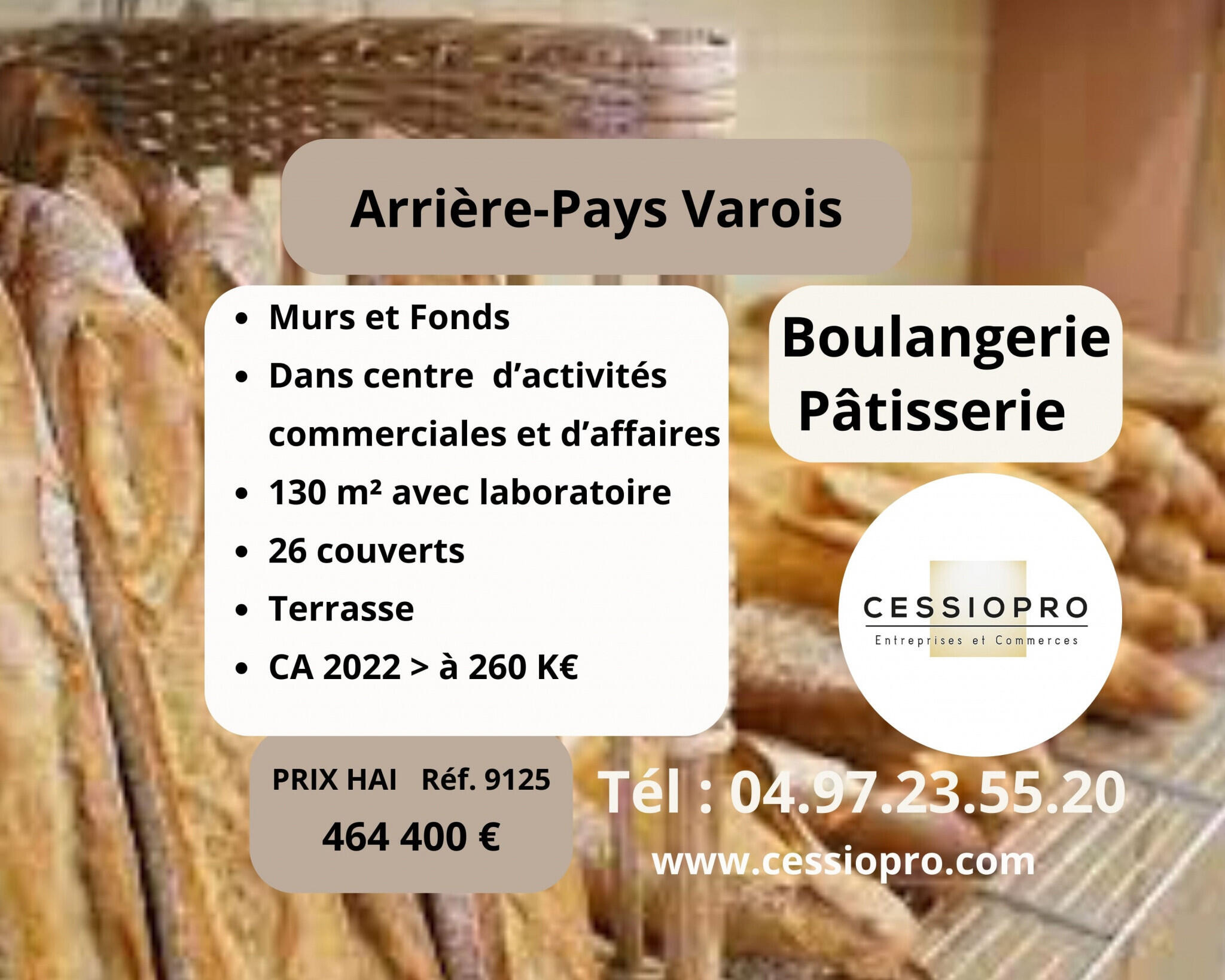 Vend boulangerie pâtisserie terrasse à Montauroux