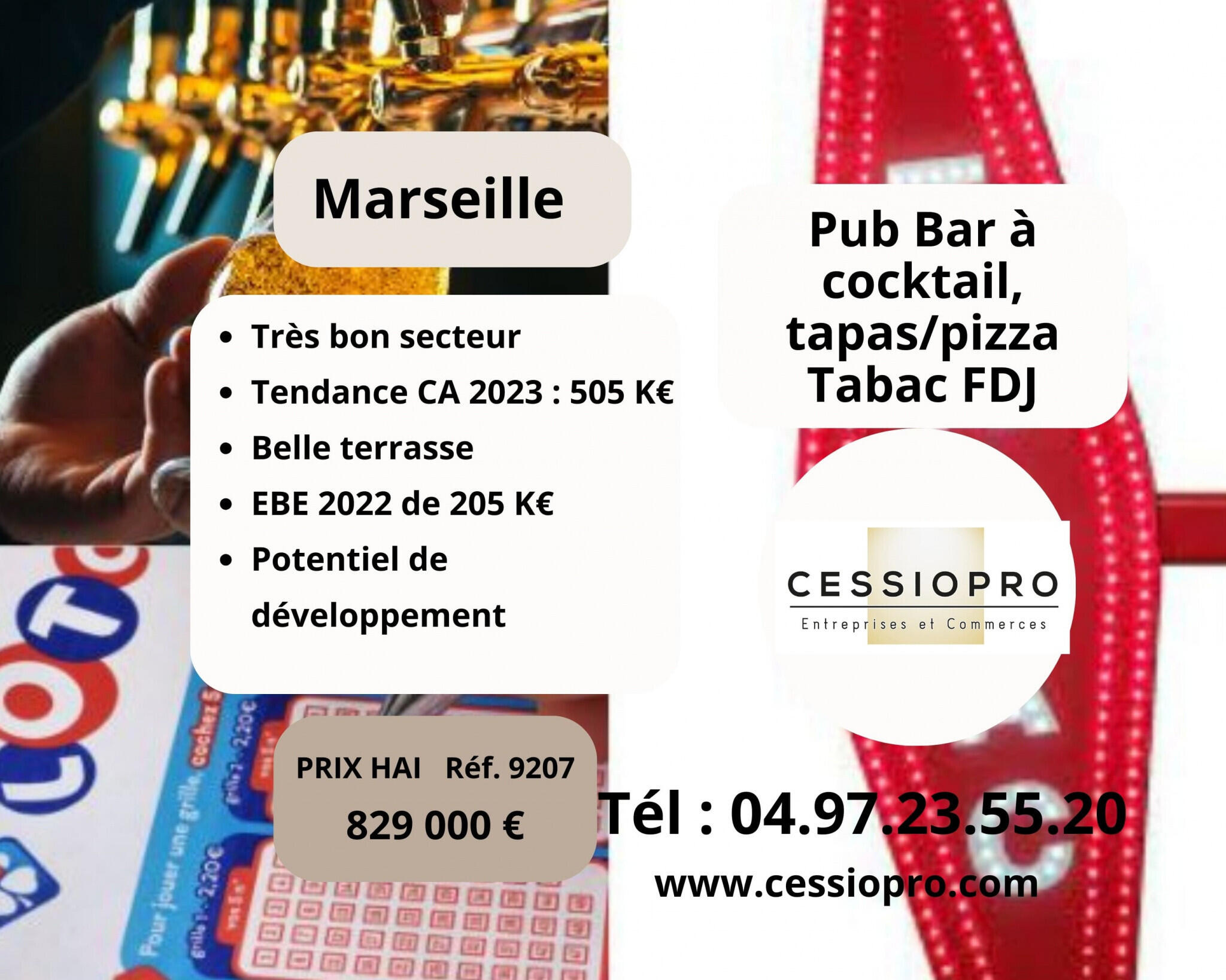 Vend bar à cocktail tapas/pizza tabac Marseille