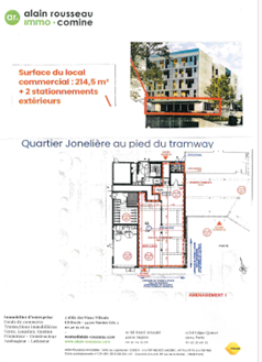 Vend local commercial 214m² Nantes Ouest Jonelière