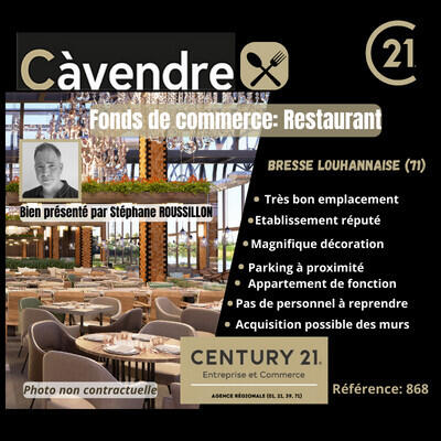 A vendre beau restaurant en Bresse Louhannaise