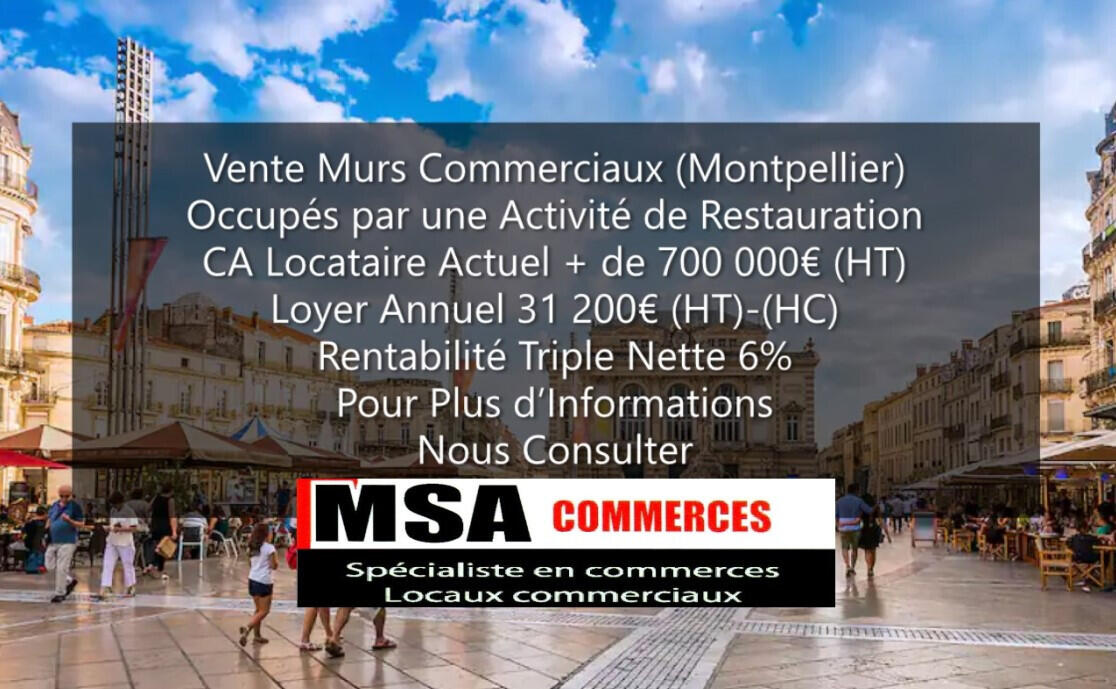 Vente murs commerciaux occupés 90m² à Montpellier