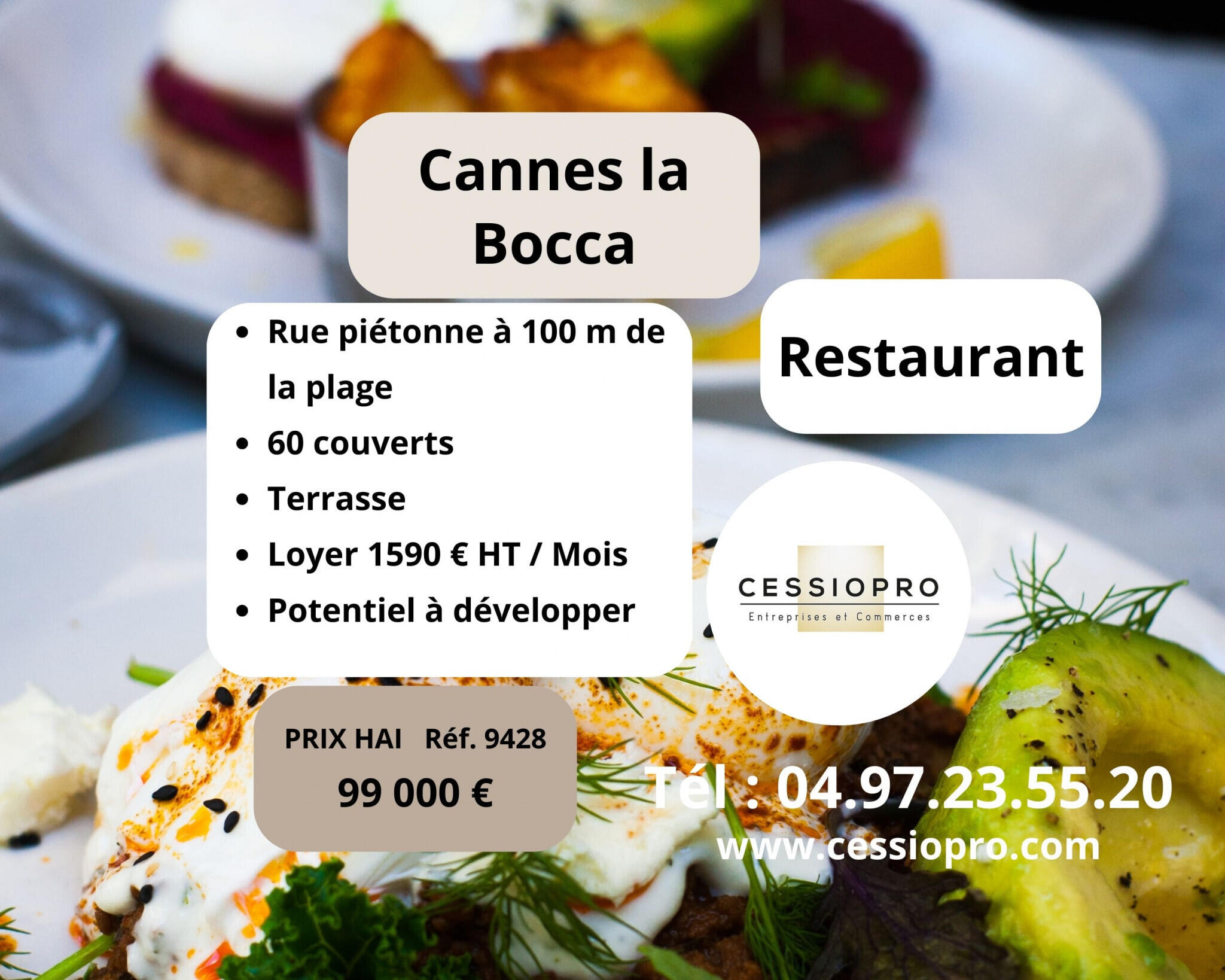 Vente restaurant traditionnel 60 couverts à Cannes