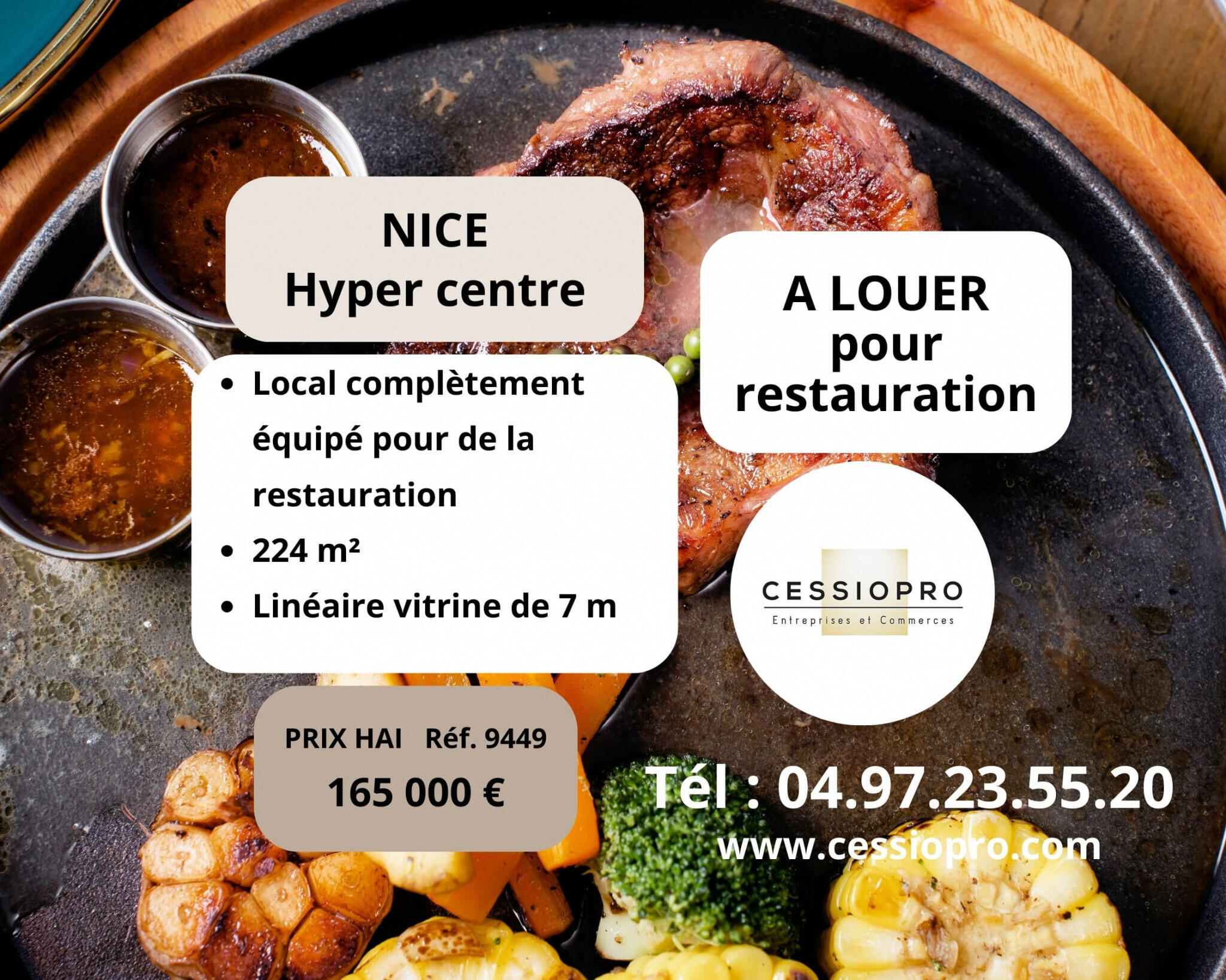 Loue restaurant en hyper centre Nice prox Masséna