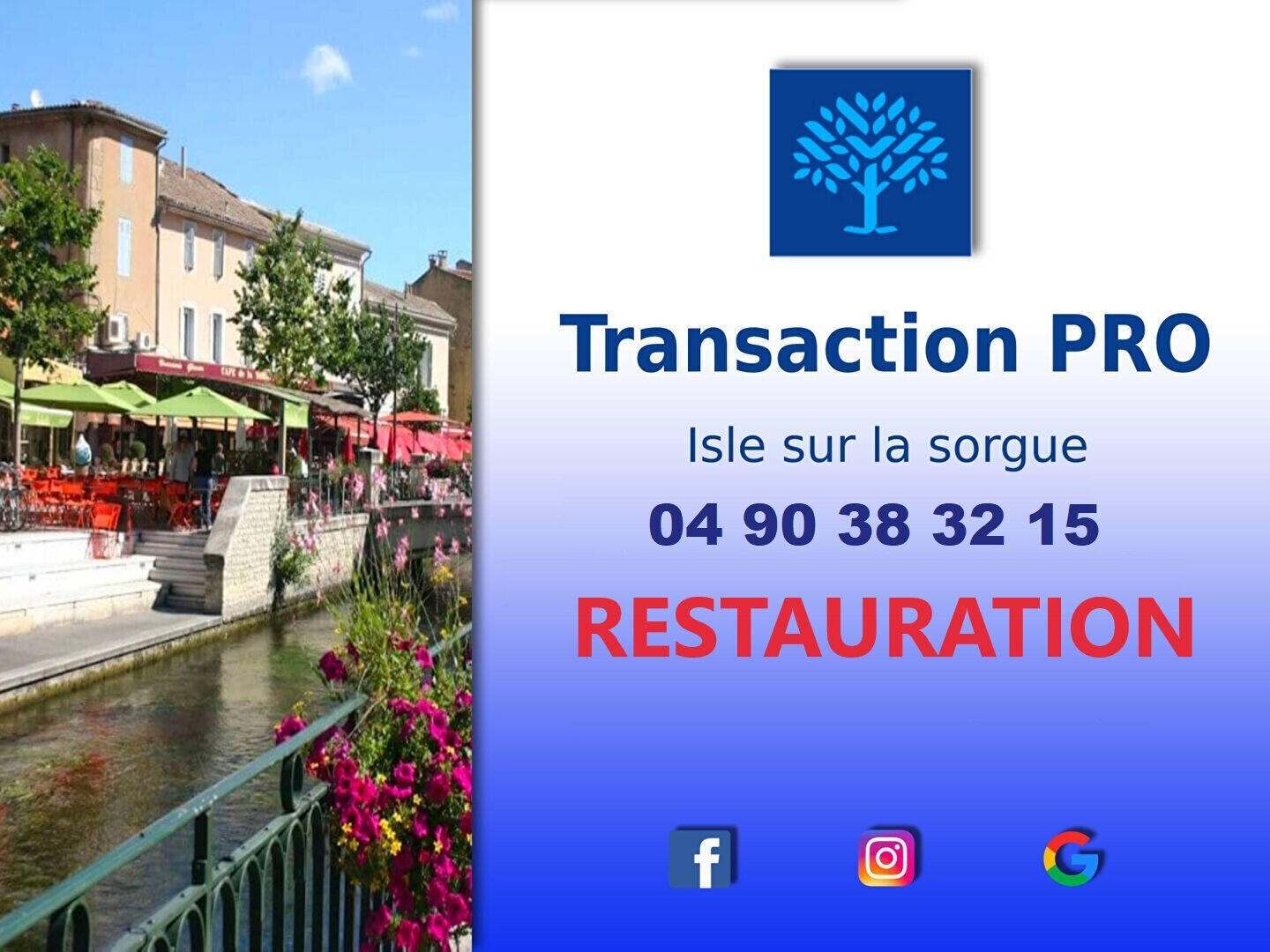 Vente FDC restaurant dans ville proche d'Avignon