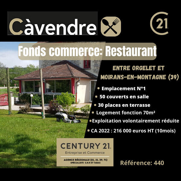 Vente restaurant axe très passant du Haut Jura