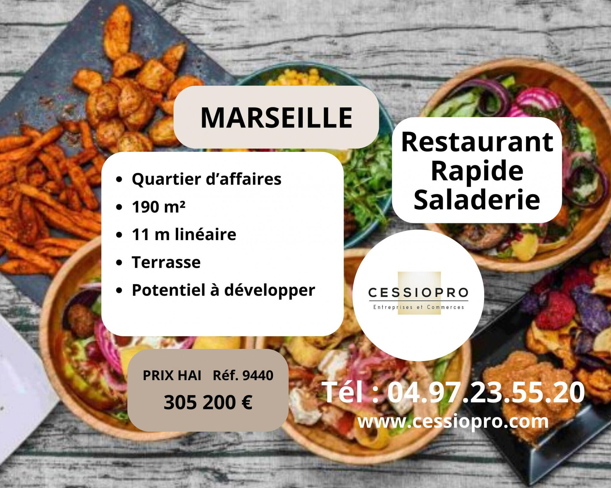 Cède restaurant rapide saladerie de jour Marseille