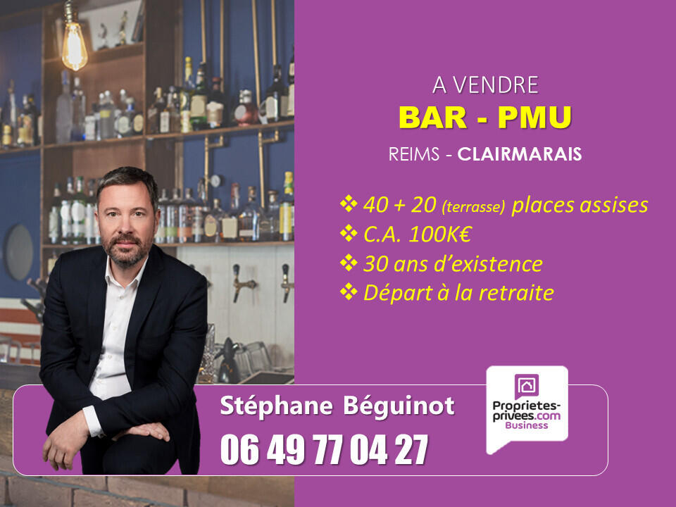 A vendre bar PMU terrasse à Reims (51100)