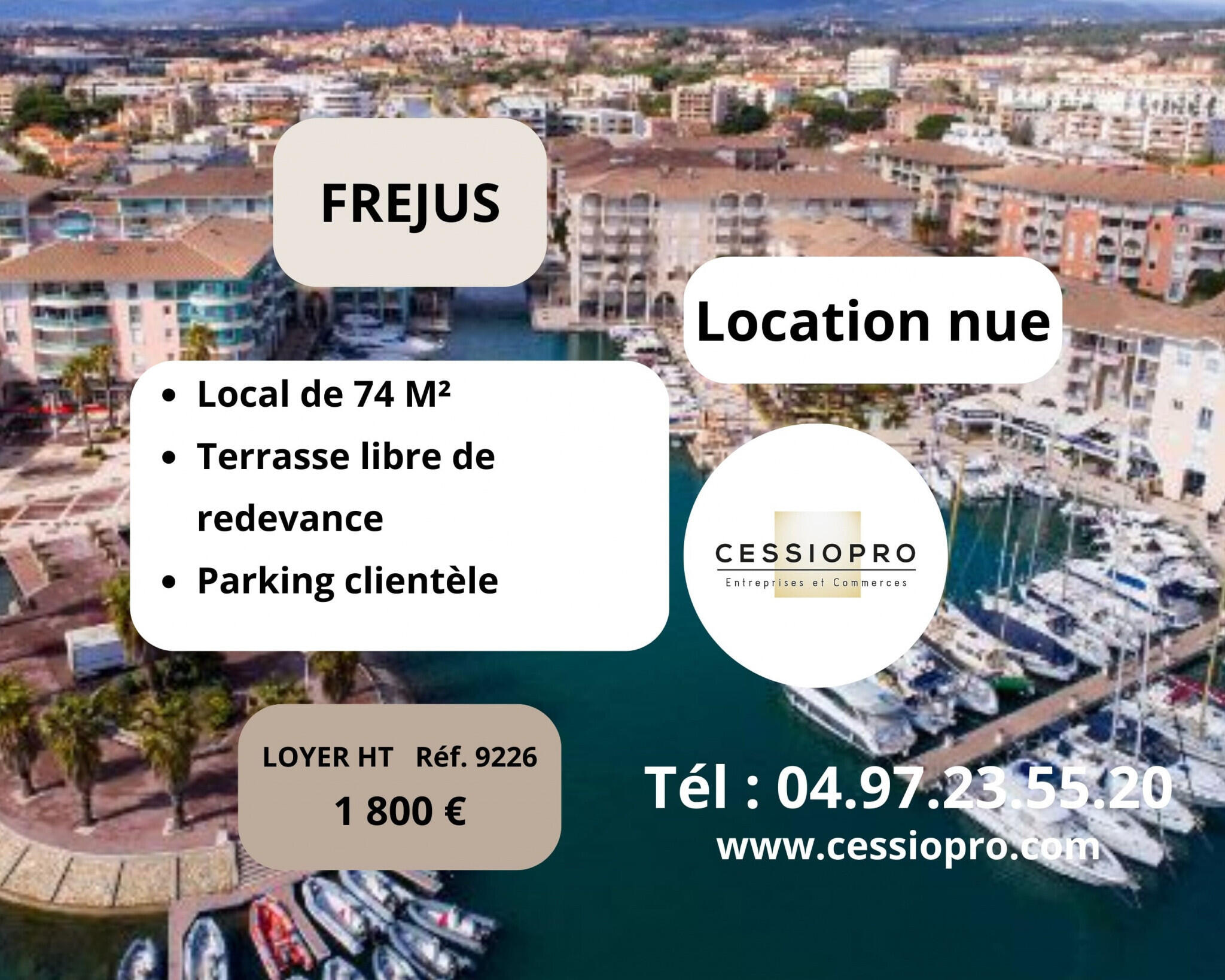 Location local de 74m² avec terrasse à Fréjus