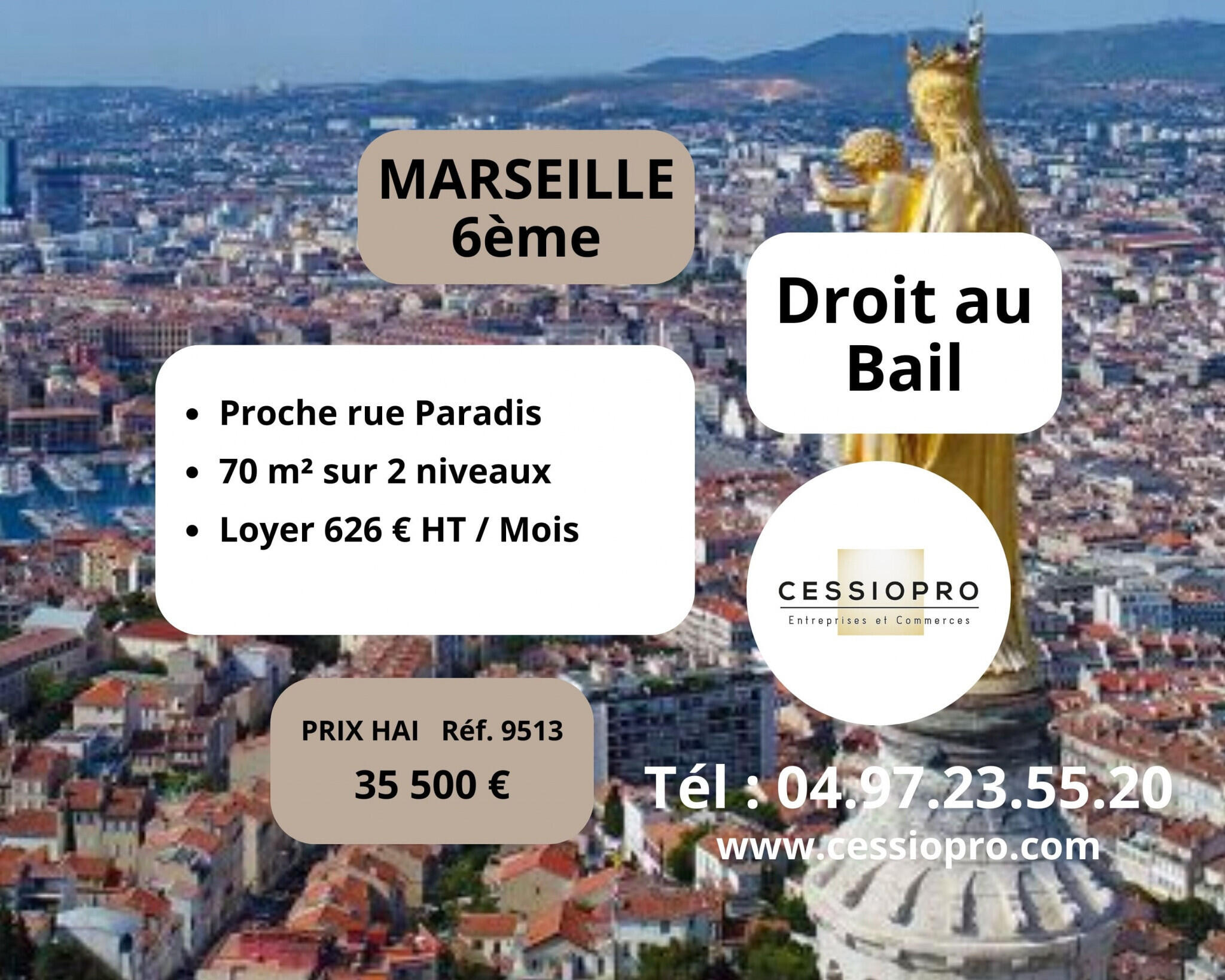 DAB local 70m² Marseille 13006 proche Rue Paradis
