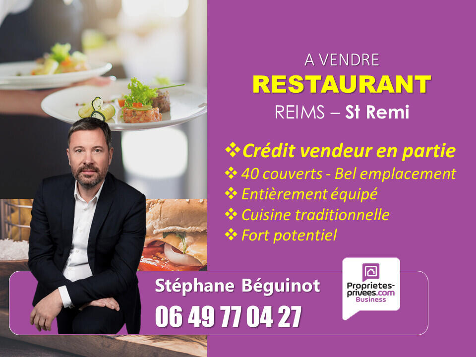 Vente restaurant cuisine traditionnelle à Reims
