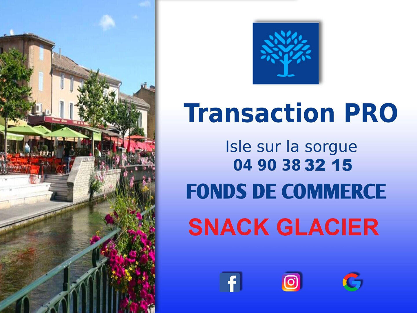 Vente FDC snacking glacier à Fontaine De Vaucluse