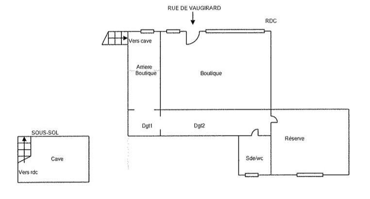 A louer local 70m² rue Vaugirard Paris 75015