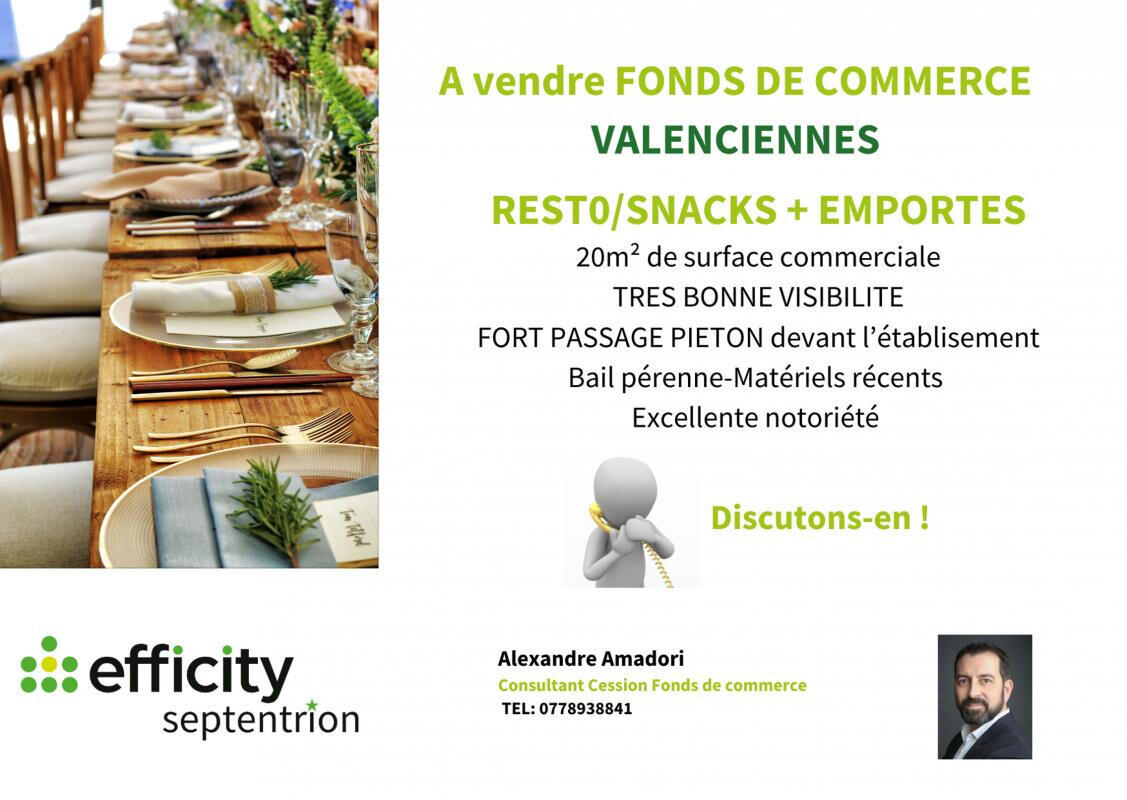 Vente restaurant rapide centre-ville Valenciennes