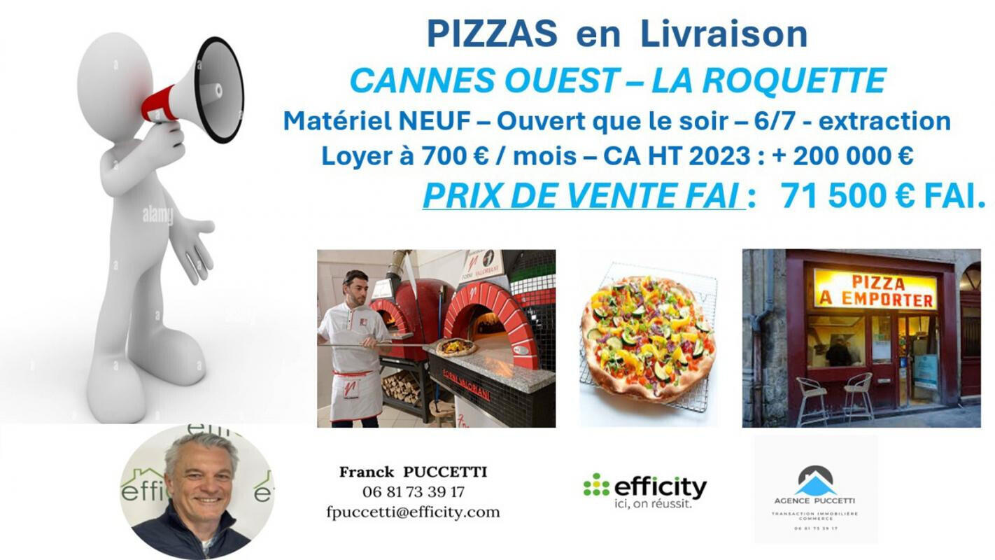 Cède pizzeria livraison vae la Roquette sur Siagne