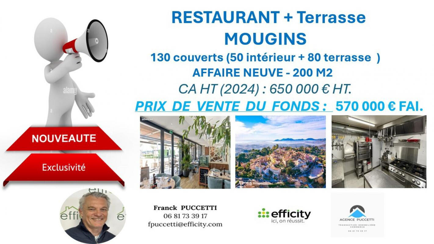 Vente restaurant 150 places à Mougins